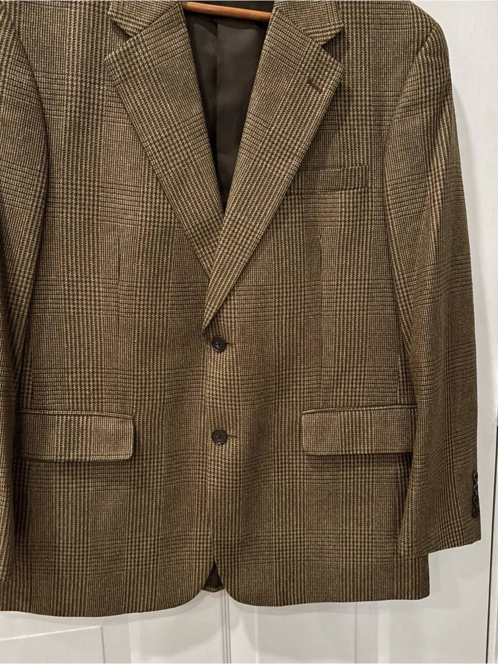 Club Room Men's 42R Silk Wool Sport Coat Pantex Brown Glen Plaid